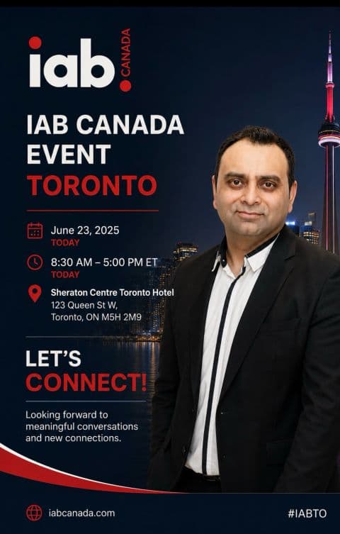 IAB Canada event poster featuring a TapMind representative