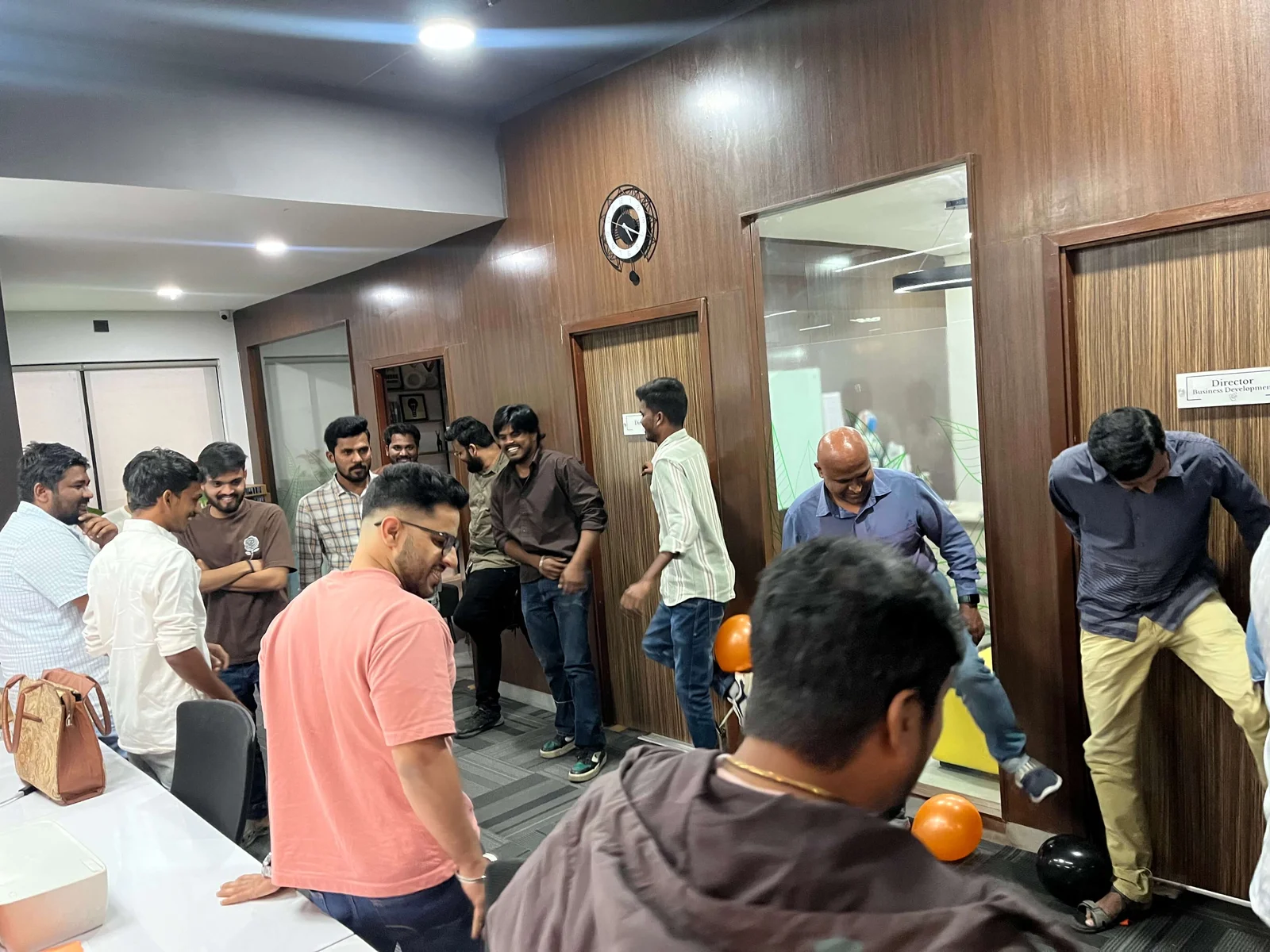 Team taking part in an office activity